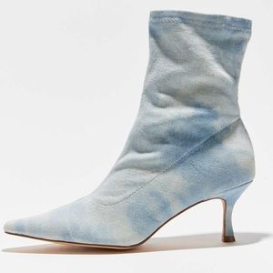 UO Denim Kitten Heel Ankle Boot